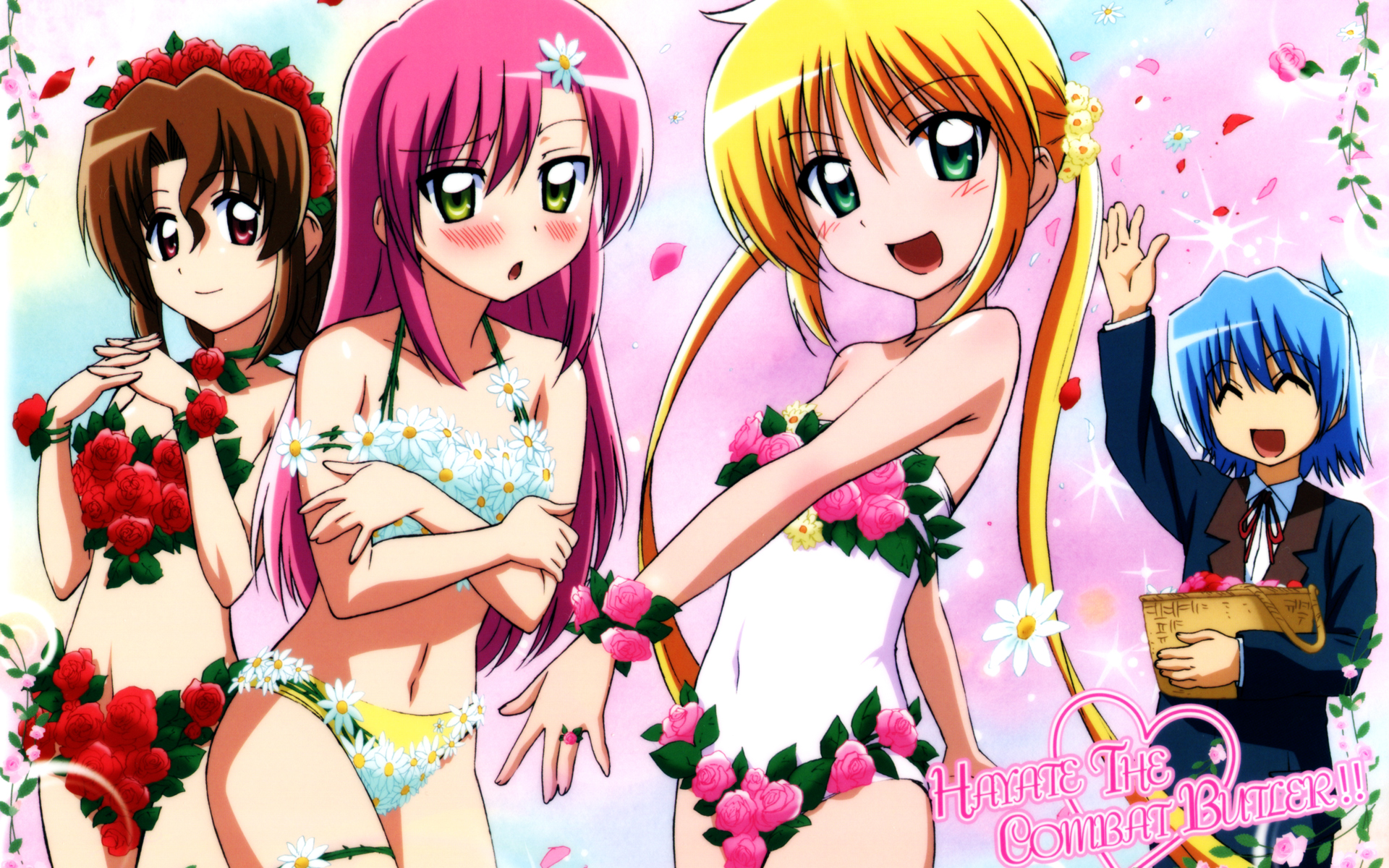 Hayate No Gotoku Ayasaki Hayate Katsura Hinagiku Maria Sanzenin Nagi Bikini Swimsuits Wallpaper